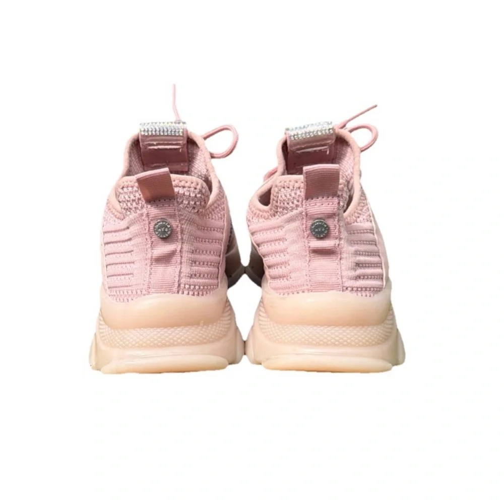 Steve Madden Trendy Pink Rhinestone Sneakers for Women Size 6